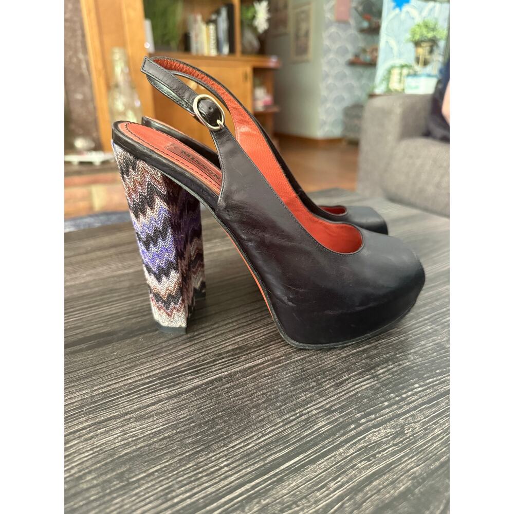 MISSONI Made in Italy Platform Slingback Purple Peep Toe Heels Sz. 37 - Picture 1 of 8